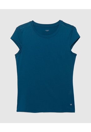 Camiseta Mc Cuello Redondo Manga Casquito  Para Mujer Azul Patprimo