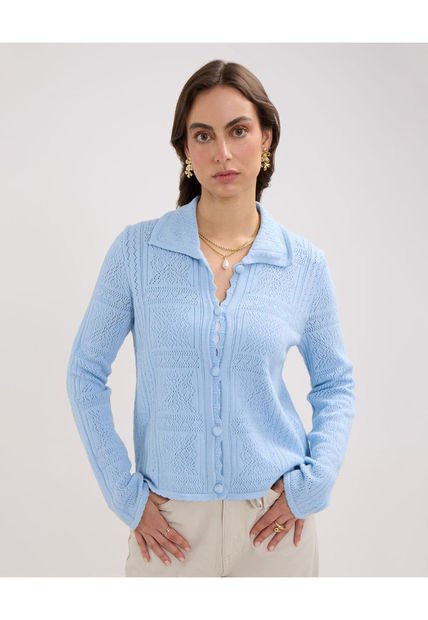 Saco Para Mujer Cardigan Color Azul Claro Marca Patprimo #30330600