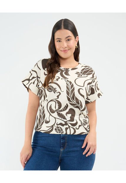 Camiseta Para Mujer Manga Corta Color Beige Marca Patprimo #14091415