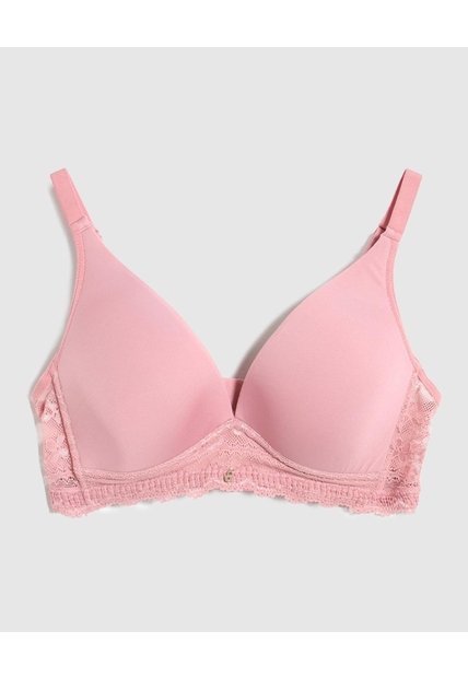 Brasier Triangular Con Base En Encaje   Para Mujer Rosado Patprimo