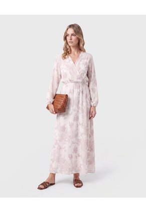 Vestido Largo Con Cinturón Mujer Para Mujer Rosa Patprimo