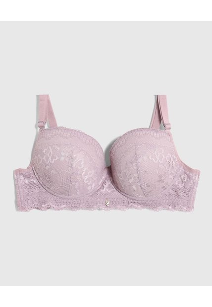 Brasier Media Copa En Encaje   Para Mujer Morado Patprimo
