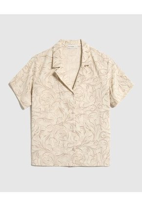 Camisa Para Mujer Manga Corta Color Beige Marca Patprimo #30010727