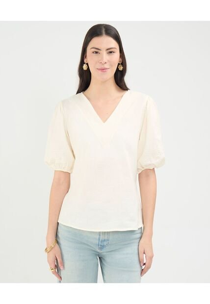Blusa Para Mujer Manga Corta Color Crema Marca Patprimo #30123402