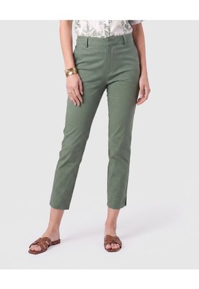 Pantalón Capri Ajustado De Tiro Medio Mujer Para Mujer Verde Patprimo