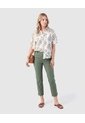 Pantalón Capri Ajustado De Tiro Medio Mujer  Para Mujer Verde Patprimo de Patprimo