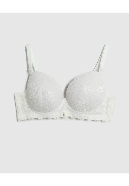 Brasier Media Copa En Encaje   Para Mujer Blanco Patprimo