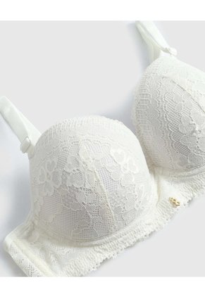 Brasier Media Copa En Encaje   Para Mujer Blanco Patprimo