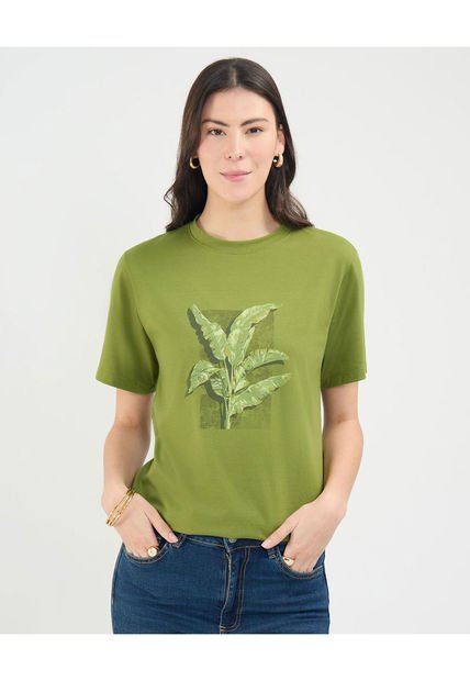 Camiseta Para Mujer Manga Corta Color Verde  Marca Patprimo #30093662