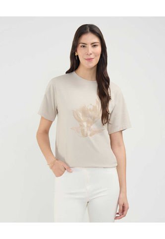 Camiseta Para Mujer Manga Corta Color Beige Marca Patprimo #30093662 Patprimo