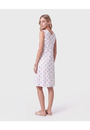 Vestido Midi Estampado Para Mujer Para Mujer Blanco Patprimo
