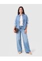 Jean Wide Leg Mujer Con Bolsillos Frontales  Para Mujer Azul Patprimo de Patprimo