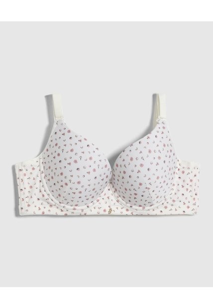 Brasier Copa Completa Estampado   Para Mujer Blanco Patprimo