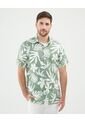 Camisa Estampada En Efecto Lino  Para Hombre Verde Patprimo de Patprimo