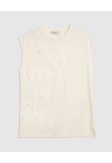 Camiseta Para Mujer Manga Sisa Cuello Redondo Color Crema Marca Patprimo #30093642