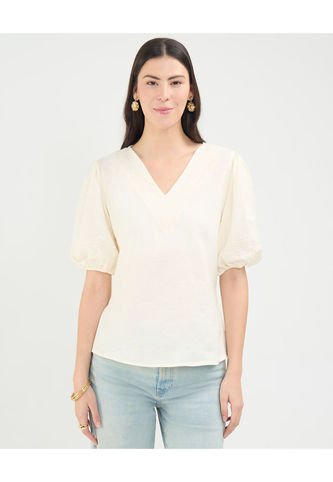 Blusa Para Mujer Manga Corta Color Crema Marca Patprimo #30123402 Patprimo