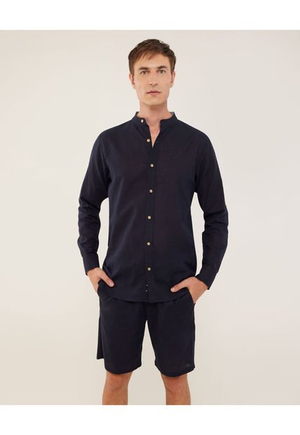 Camisa Para Hombre Manga Larga Sin Bolsillo Color Indigo Marca Patprimo #44012853
