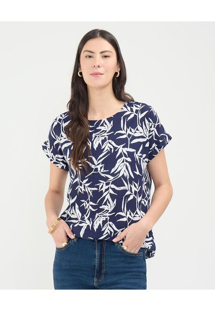 Blusa Para Mujer Manga Corta Color Azul Oscuro Marca Patprimo #30123455