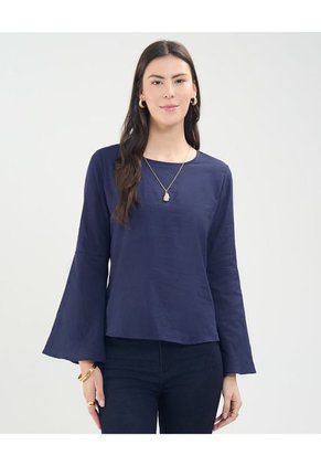 Blusa Para Mujer Manga Larga Color Azul Oscuro Marca Patprimo #30123462