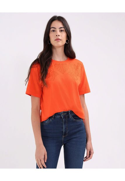 Camiseta Para Mujer Manga Corta Color Naranja Marca Patprimo #30093532