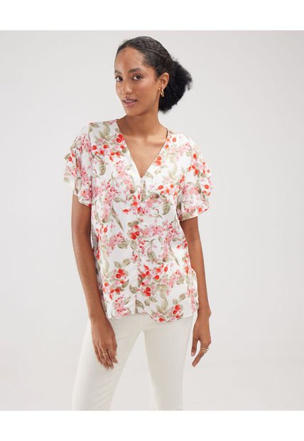 Blusa Para Mujer Manga Corta Color Rojo  Marca Patprimo #30123294