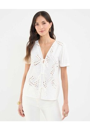 Blusa Para Mujer Manga Corta Color Blanco Marca Patprimo #30123333