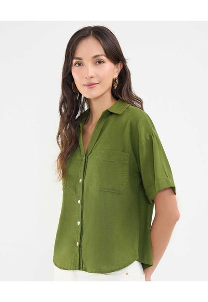 Camisa Para Mujer Manga Corta Color Verde  Marca Patprimo #30010677