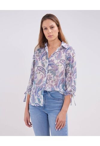Camisa Para Mujer Manga 3/4 Color Azul  Marca Patprimo #30010624 Patprimo
