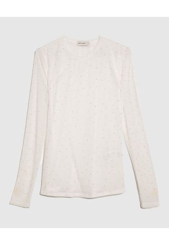 Camiseta Para Mujer Manga Larga Cuello Redondo Color Crema Marca Patprimo #30093613 Patprimo