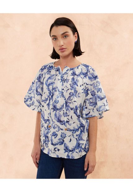 Blusa Para Mujer Manga Corta Color Azul  Marca Patprimo #30123257