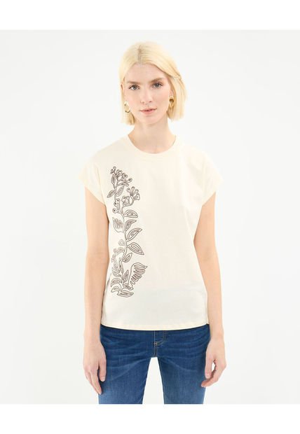 Camiseta Para Mujer Manga Corta Color Crema Marca Patprimo #30093648