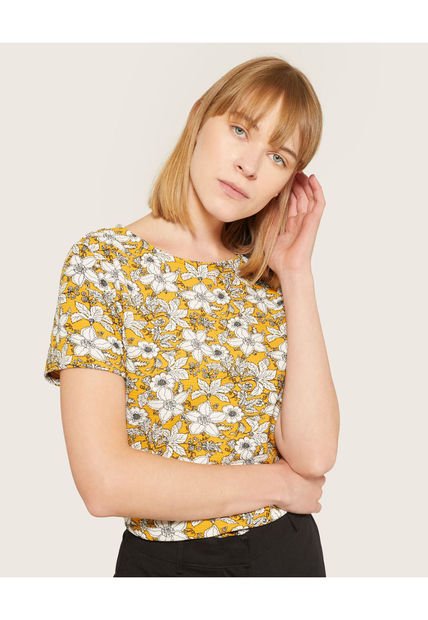 Camiseta Para Mujer Manga Corta Color Amarillo  Marca Patprimo #30092788