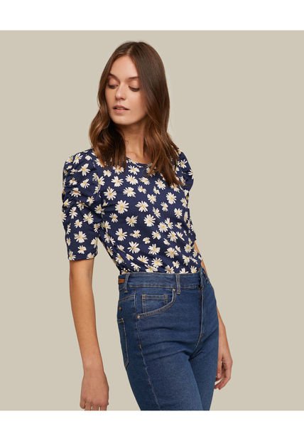 Camiseta Para Mujer Manga Corta Color Azul Oscuro Marca Patprimo #30092683