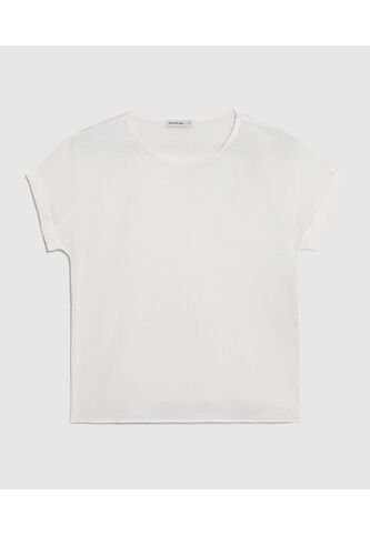 Blusa Unicolor Manga Corta Con Doblez   Para Mujer Blanco Patprimo Patprimo