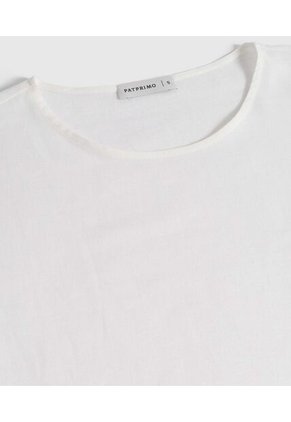 Blusa Unicolor Manga Corta Con Doblez   Para Mujer Blanco Patprimo