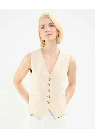 Chaleco Para Mujer  Color Beige Marca Patprimo #30250034 Patprimo