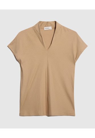 Camiseta Para Mujer Manga Corta Cuello V Color Café Claro Marca Patprimo #30093659 Patprimo