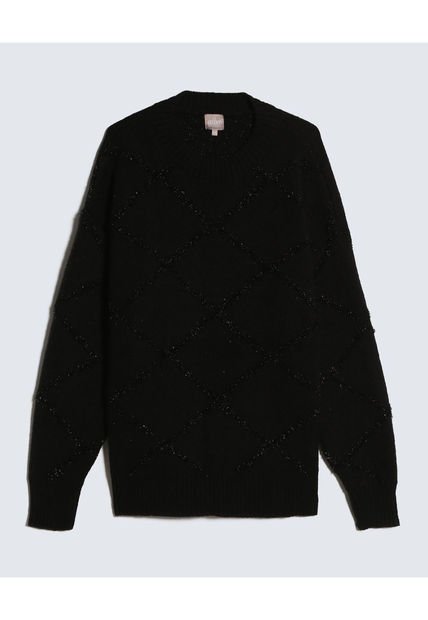 Saco Tejido Con Brillos  Para Mujer Negro Patprimo