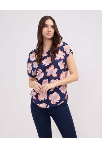 Blusa Para Mujer Manga Corta Color Azul Oscuro Marca Patprimo #30123357 Patprimo