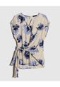 Blusa Estampada Con Anudado  Para Mujer Beige Patprimo de Patprimo