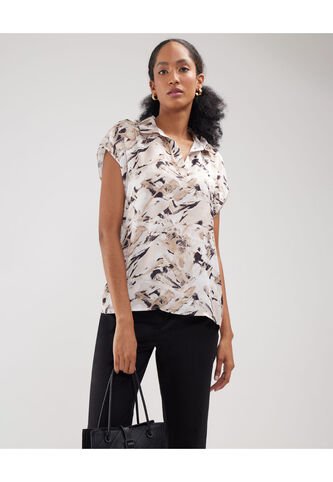 Blusa Para Mujer Manga Corta Color Beige Marca Patprimo #30123340 Patprimo