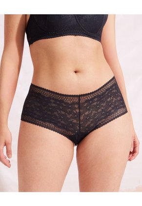 Panty Cachetero En Encaje Unicolor  Para Mujer Negro Patprimo