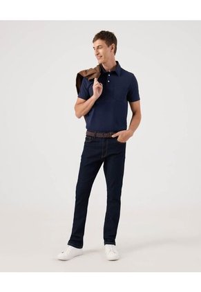 Polo Unicolor Cuello Duro Para Hombre Azul Patprimo