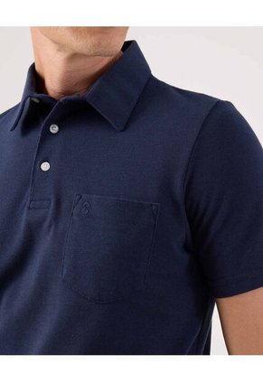 Polo Unicolor Cuello Duro Para Hombre Azul Patprimo