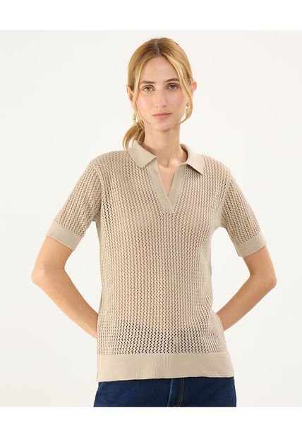 Polo Para Mujer Manga Corta Color Café  Marca Patprimo #30110446