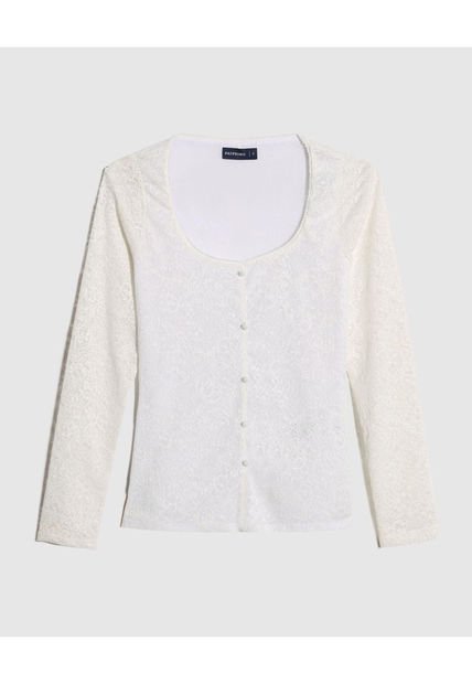 Camiseta Para Mujer Manga Larga Cuello Redondo Color Crema Marca Patprimo #30093635