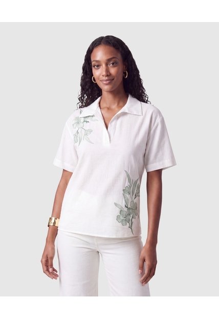Camisa Con Estampado Para Mujer  Para Mujer Blanco Patprimo