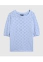 Camiseta Manga Globo Con Ojalillo Para Mujer  Para Mujer Azul Patprimo de Patprimo