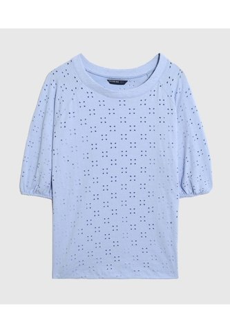 Camiseta Manga Globo Con Ojalillo Para Mujer  Para Mujer Azul Patprimo Patprimo