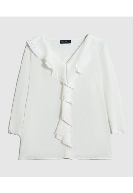 Blusa Con Bolero Frontal Cascada Mujer  Para Mujer Blanco Patprimo